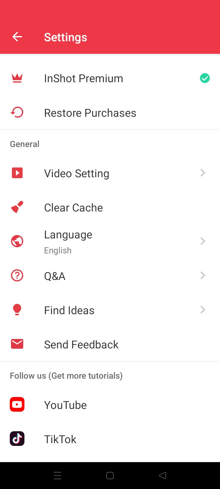 interface of inshot pro APK