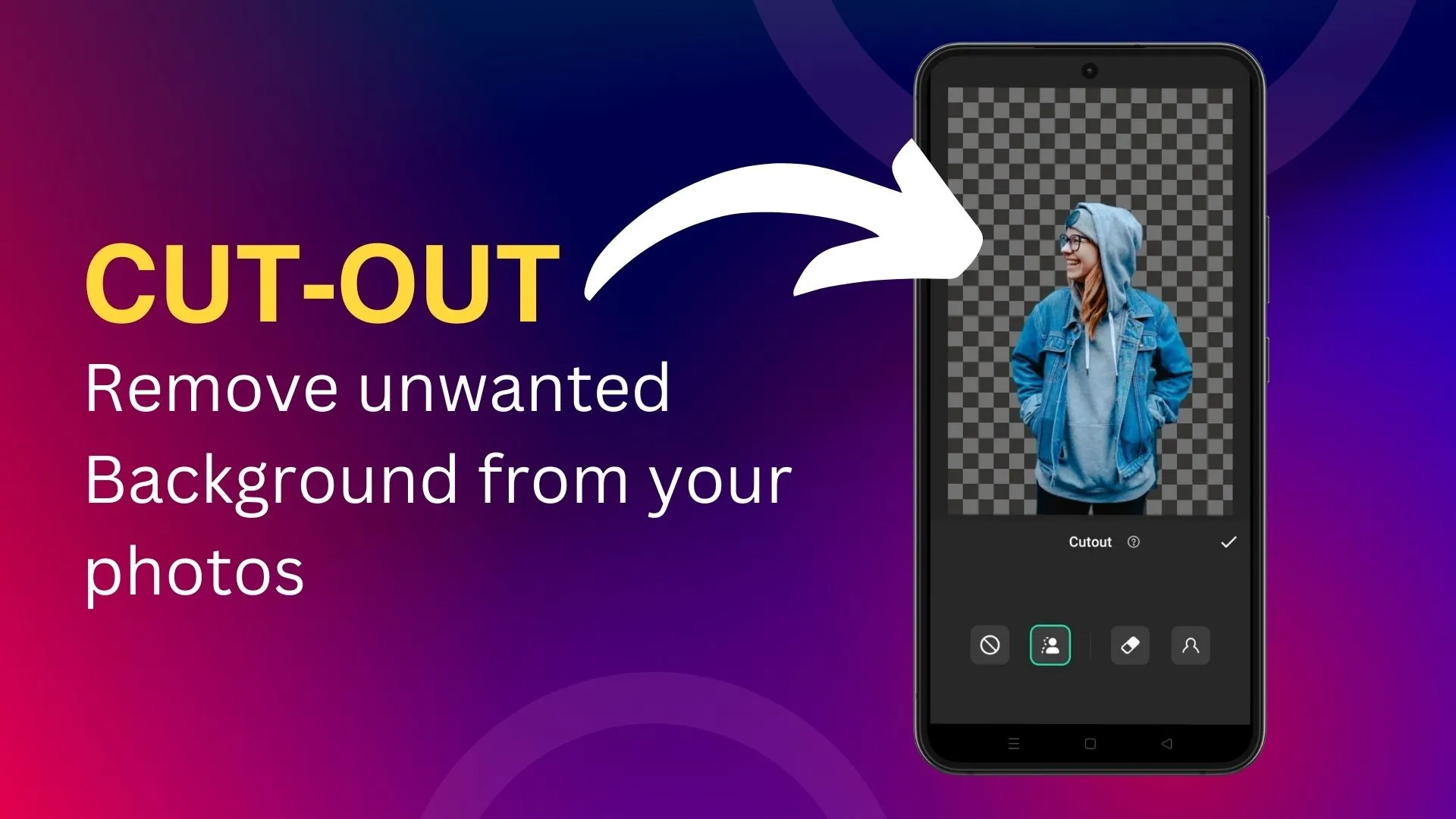 cutout feature to easily remove background of your photos 