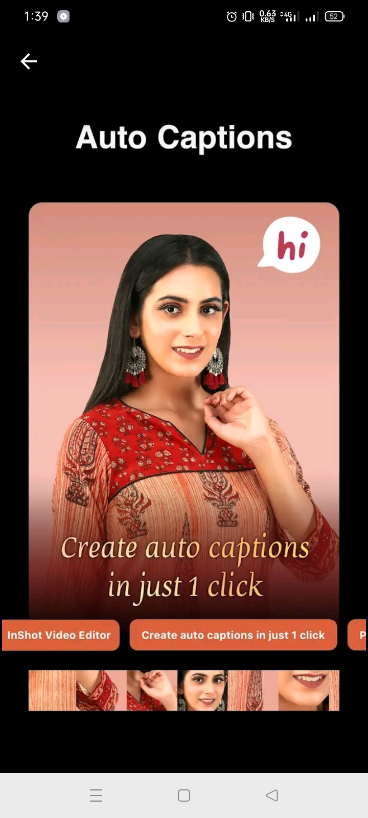 Screenshot of inshot with auto captions feature