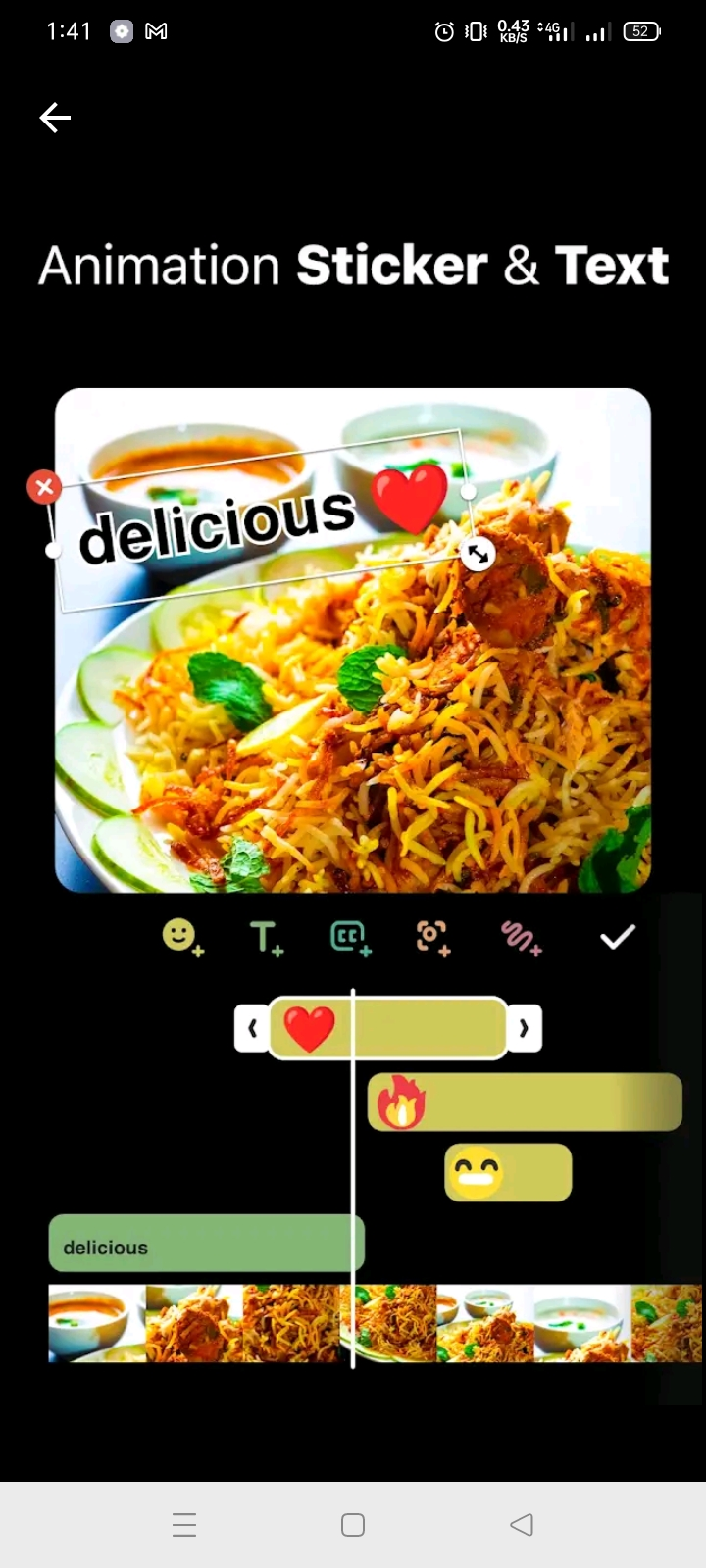 Screenshot of inshot for animated stickers and text